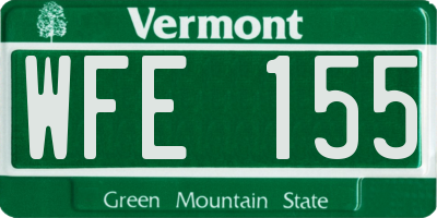 VT license plate WFE155