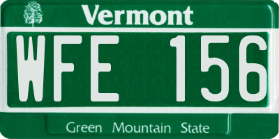 VT license plate WFE156