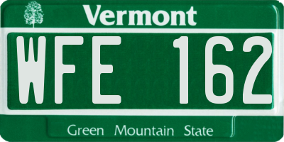 VT license plate WFE162