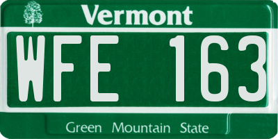 VT license plate WFE163