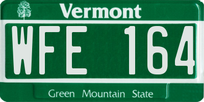 VT license plate WFE164