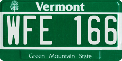 VT license plate WFE166