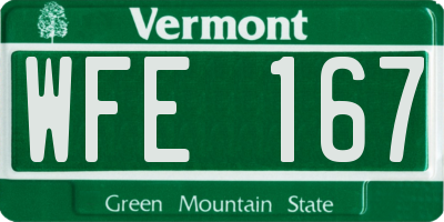 VT license plate WFE167