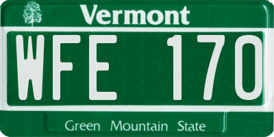 VT license plate WFE170