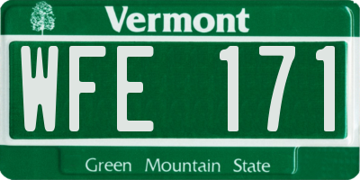 VT license plate WFE171