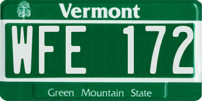 VT license plate WFE172
