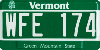 VT license plate WFE174
