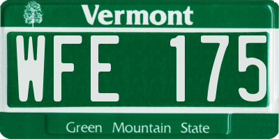 VT license plate WFE175