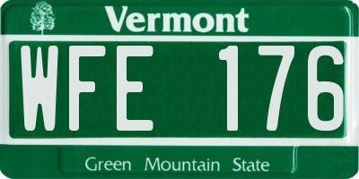 VT license plate WFE176
