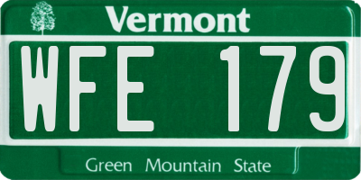 VT license plate WFE179