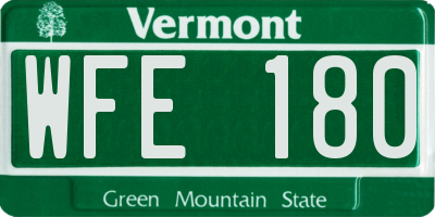 VT license plate WFE180