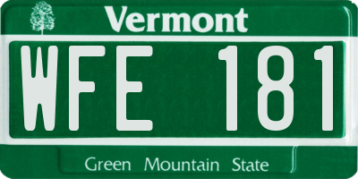 VT license plate WFE181
