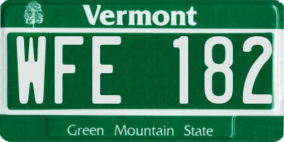 VT license plate WFE182