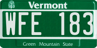 VT license plate WFE183