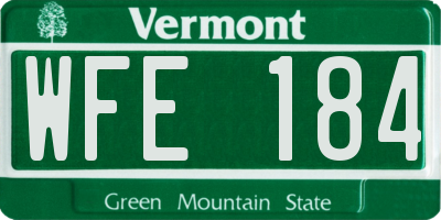 VT license plate WFE184
