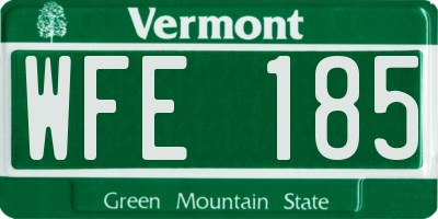 VT license plate WFE185