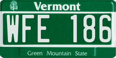 VT license plate WFE186