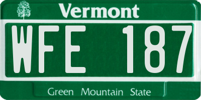 VT license plate WFE187