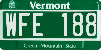 VT license plate WFE188