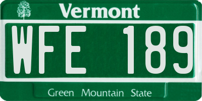 VT license plate WFE189