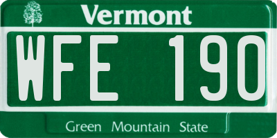 VT license plate WFE190