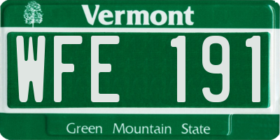 VT license plate WFE191