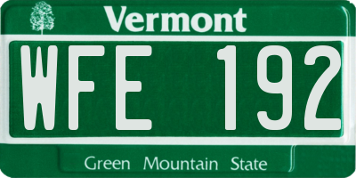 VT license plate WFE192