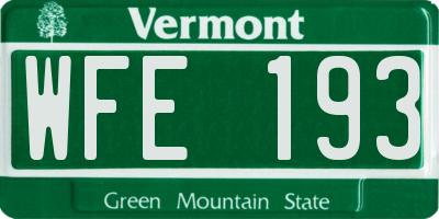 VT license plate WFE193