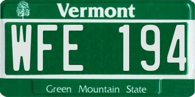 VT license plate WFE194