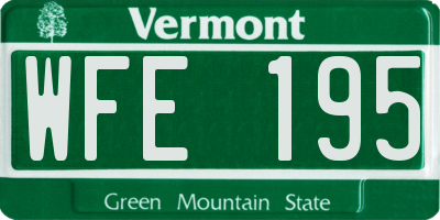 VT license plate WFE195