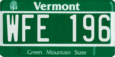 VT license plate WFE196