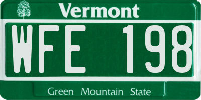VT license plate WFE198