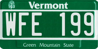 VT license plate WFE199