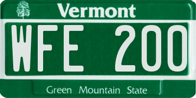 VT license plate WFE200