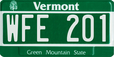 VT license plate WFE201