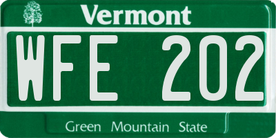 VT license plate WFE202