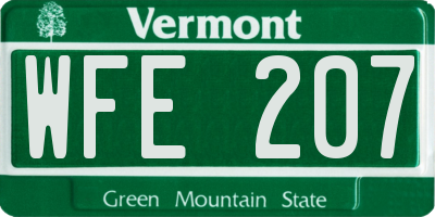 VT license plate WFE207