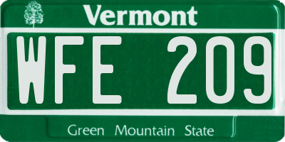 VT license plate WFE209