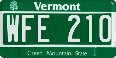 VT license plate WFE210