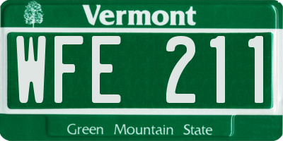VT license plate WFE211