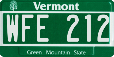 VT license plate WFE212