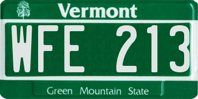 VT license plate WFE213