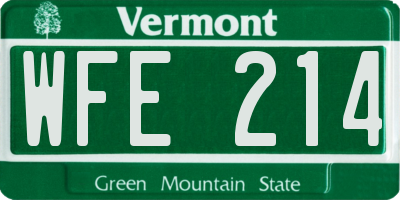 VT license plate WFE214