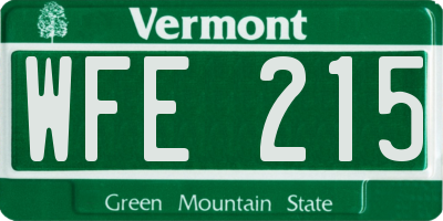 VT license plate WFE215