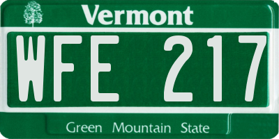 VT license plate WFE217