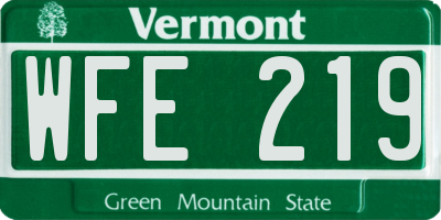 VT license plate WFE219