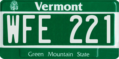 VT license plate WFE221