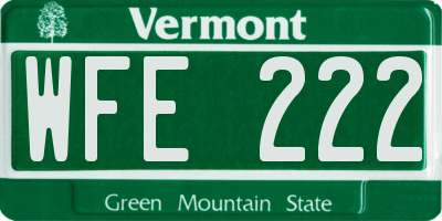 VT license plate WFE222