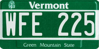 VT license plate WFE225