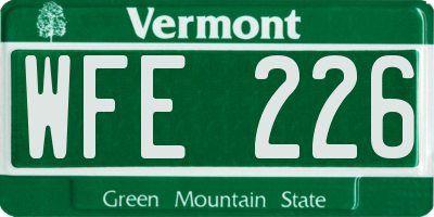VT license plate WFE226